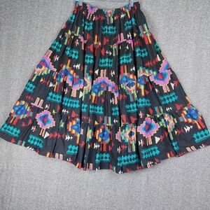 IMAGINE NO BOUNDARIES WOMEN VTG BLACK COLORFUL SOUTHWEST ELASTIC WAIST SKIRT 20W